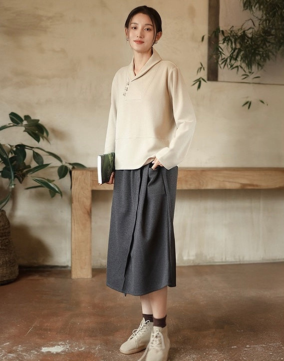 Tao One Tech™ • Cozy Elegance Knit Sweater • Tencel Modal Warm Ginger • Static-Free, Itch-Free • Lightweight Thermal Qi