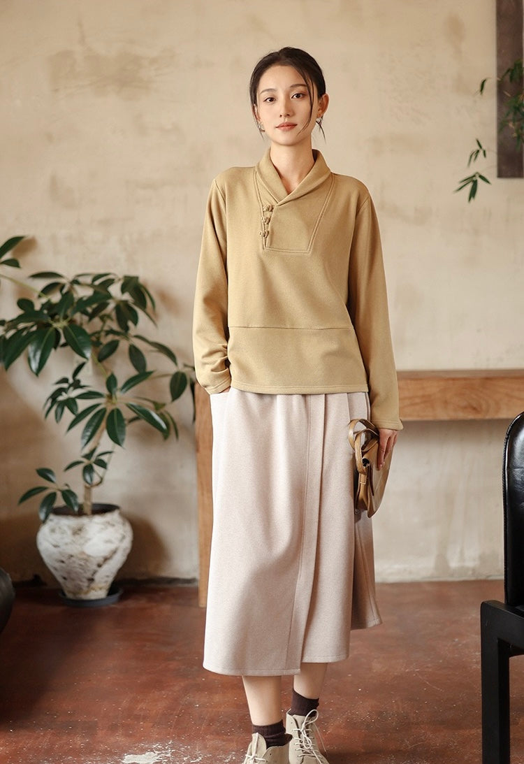 Tao One Tech™ • Cozy Elegance Knit Sweater • Tencel Modal Warm Ginger • Static-Free, Itch-Free • Lightweight Thermal Qi