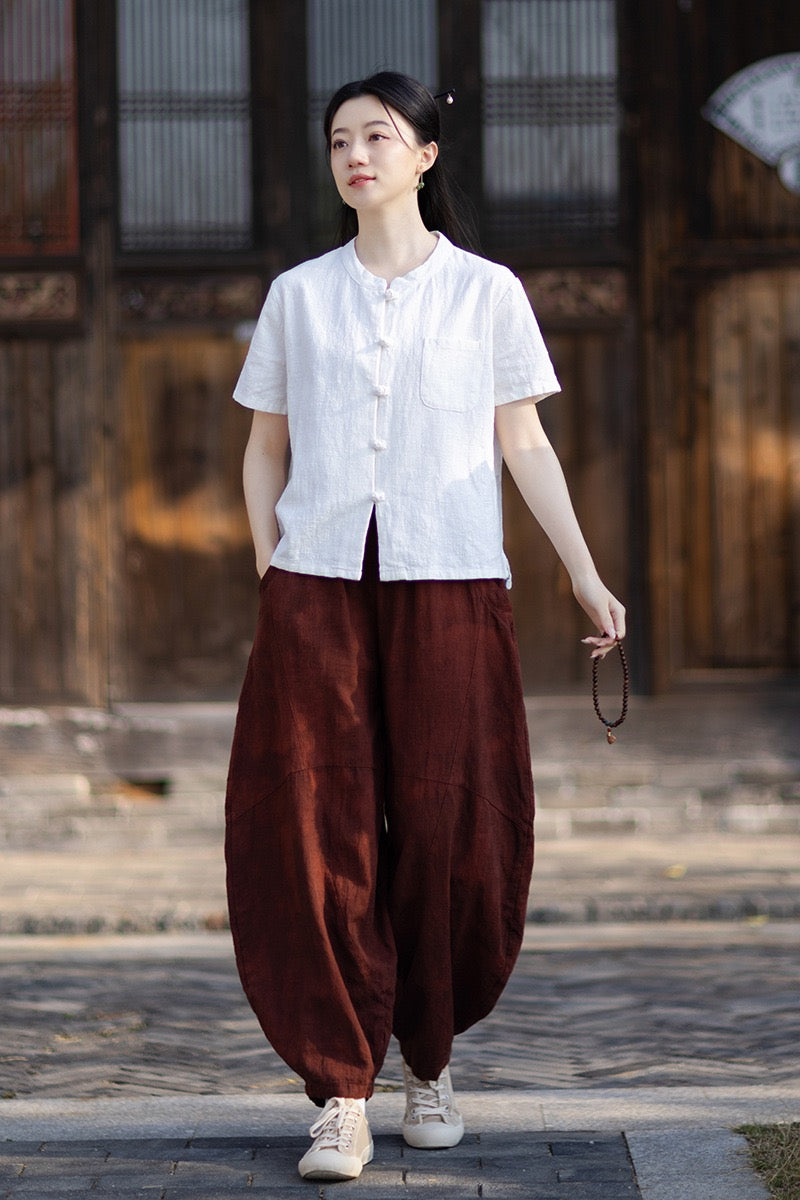 Tao One Tech™ • Business Qigong Cardigan Shirt • Short-Sleeves • Minimal Style • Ramie Cotton