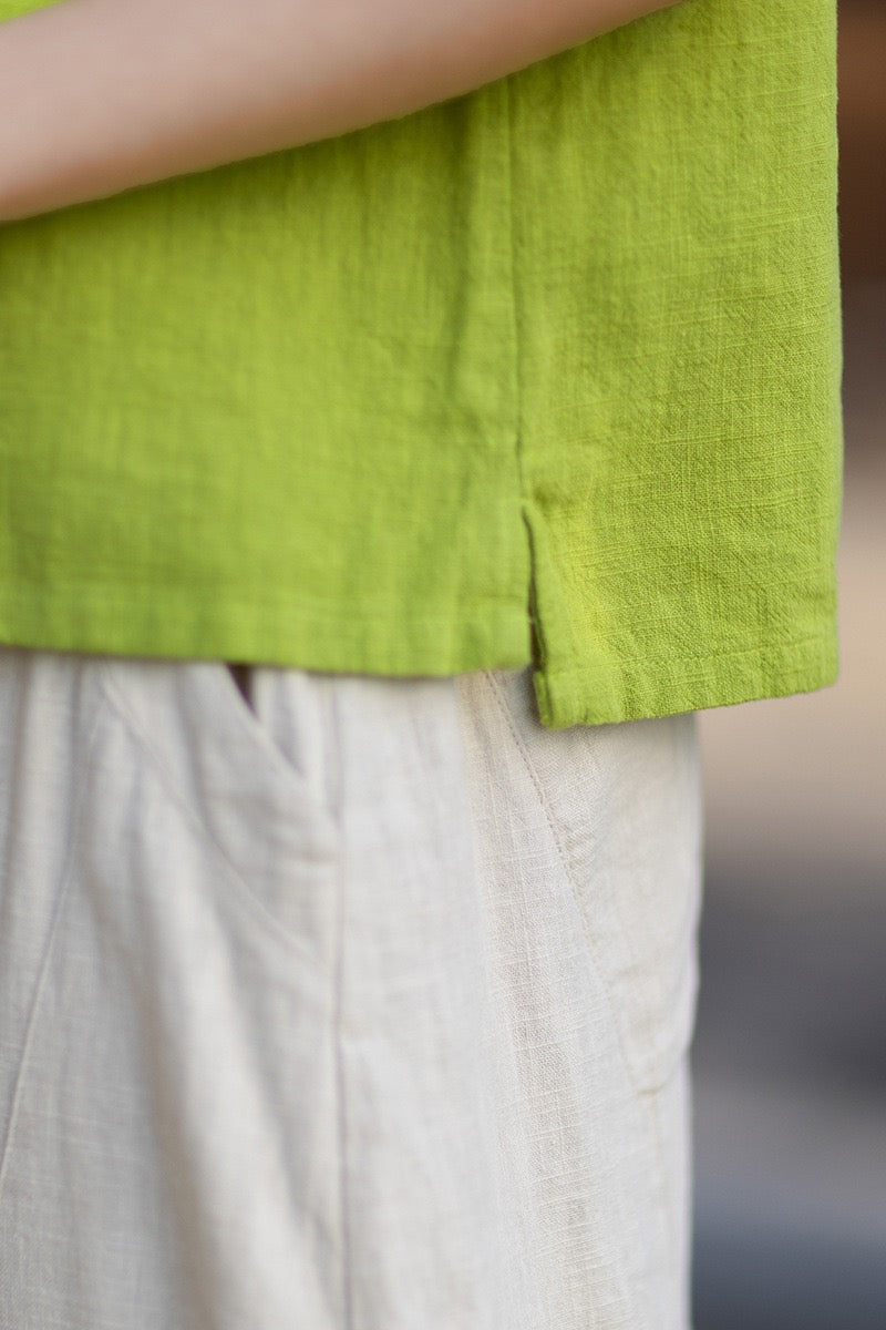 Tao One Tech™ • Business Qigong Cardigan Shirt • Short-Sleeves • Minimal Style • Ramie Cotton