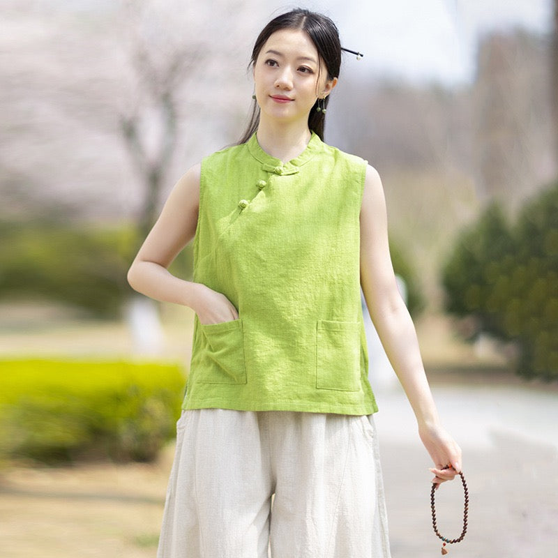Tao One Tech™ • Business Qigong Tank Top • Sleeveless • Ramie Cotton