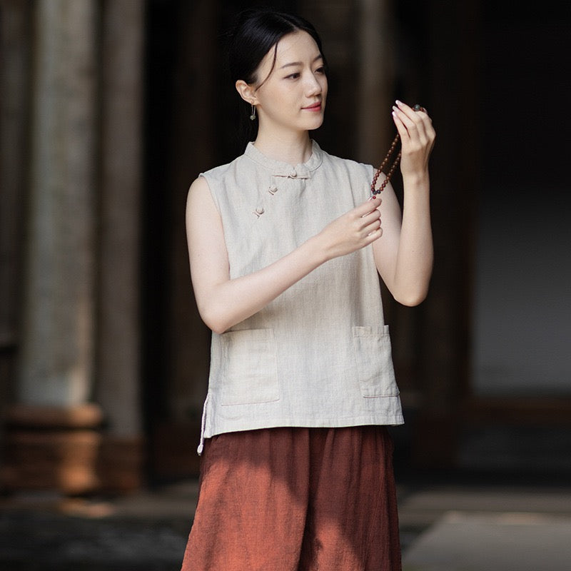 Tao One Tech™ • Business Qigong Tank Top • Sleeveless • Ramie Cotton