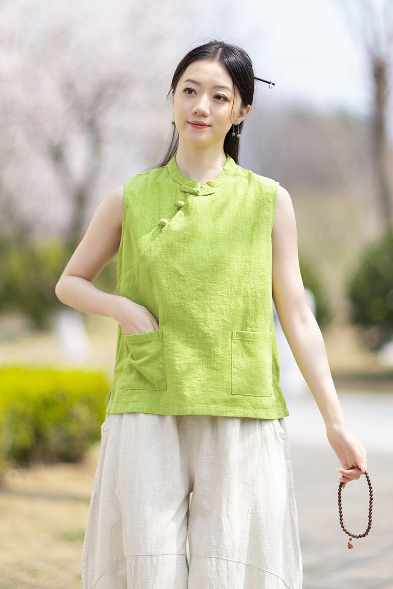 Tao One Tech™ • Business Qigong Tank Top • Sleeveless • Ramie Cotton
