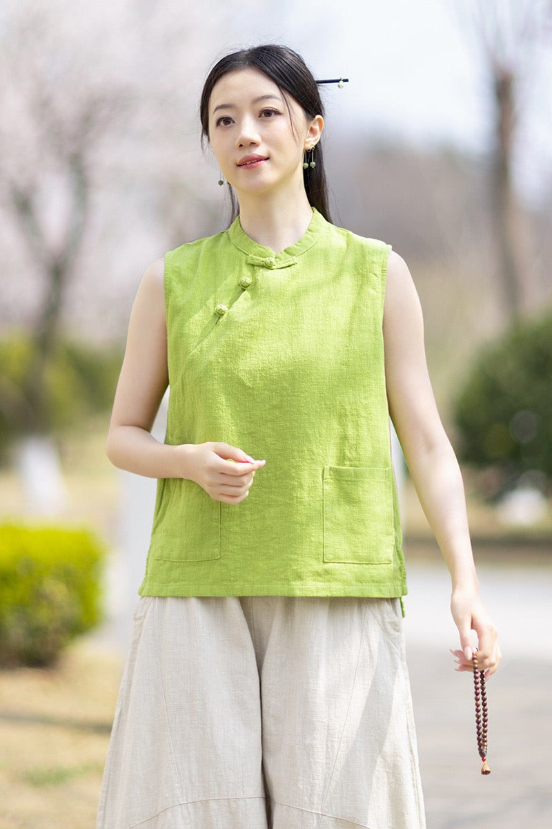 Tao One Tech™ • Business Qigong Tank Top • Sleeveless • Ramie Cotton