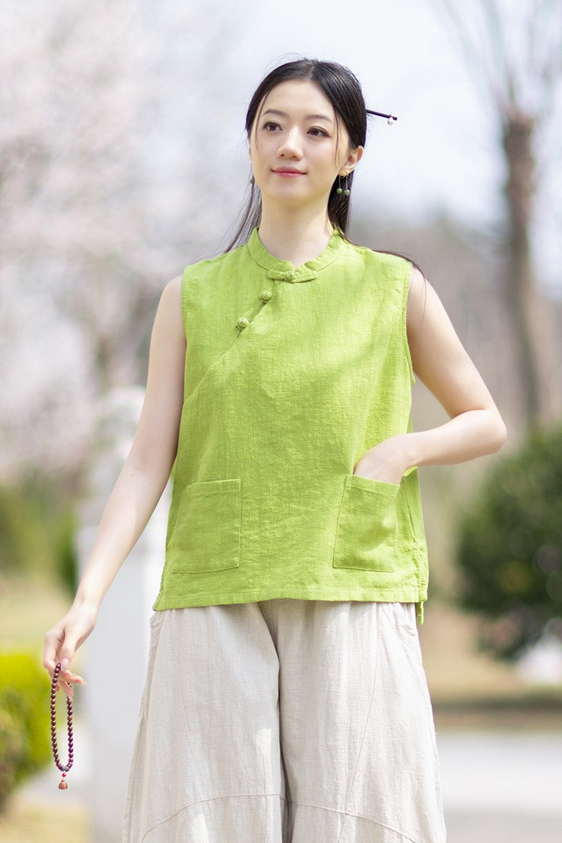 Tao One Tech™ • Business Qigong Tank Top • Sleeveless • Ramie Cotton