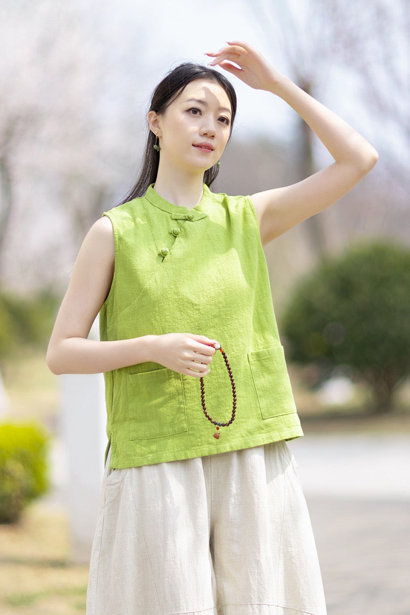 Tao One Tech™ • Business Qigong Tank Top • Sleeveless • Ramie Cotton