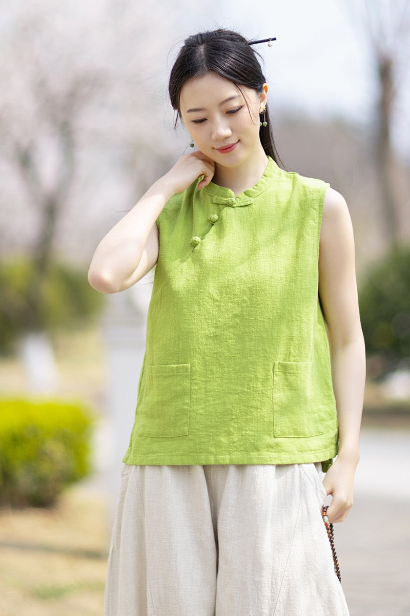 Tao One Tech™ • Business Qigong Tank Top • Sleeveless • Ramie Cotton