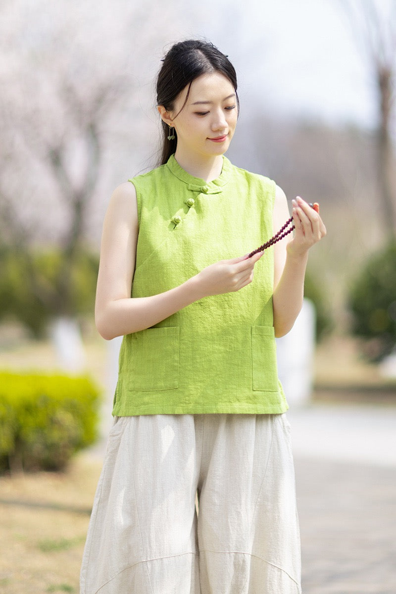 Tao One Tech™ • Business Qigong Tank Top • Sleeveless • Ramie Cotton