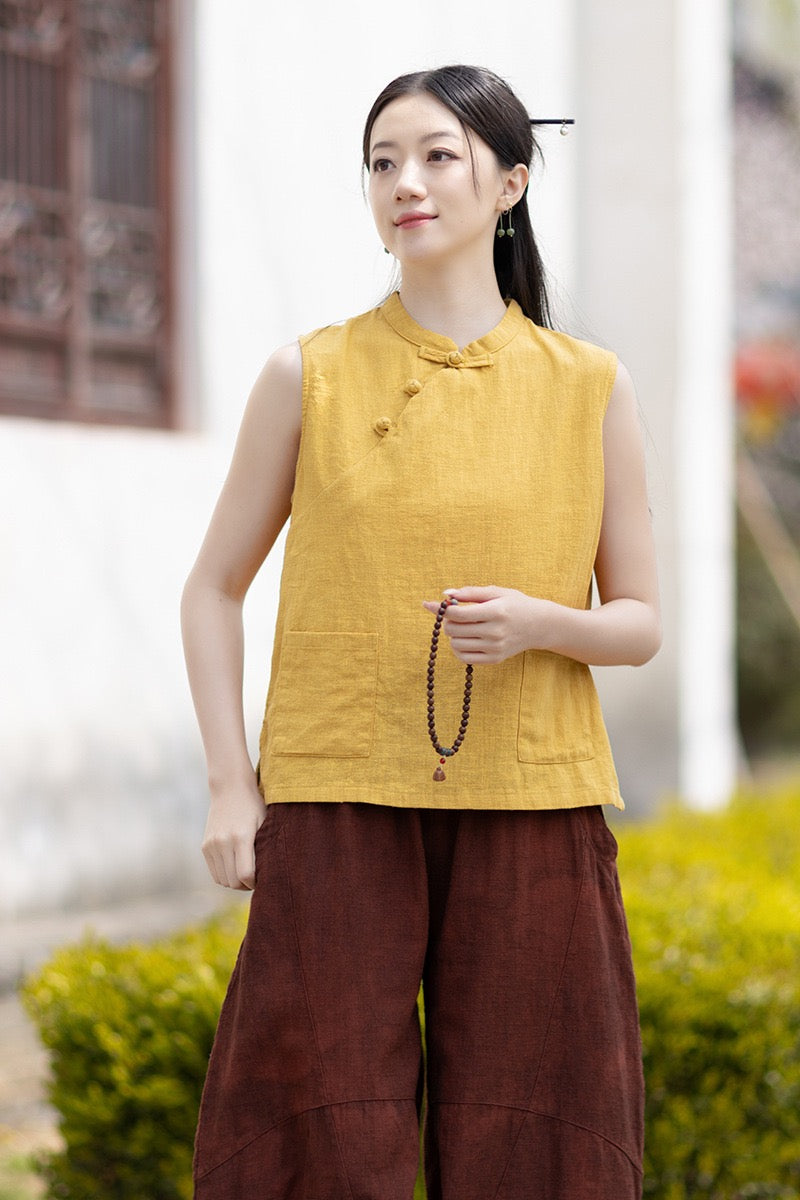 Tao One Tech™ • Business Qigong Tank Top • Sleeveless • Ramie Cotton
