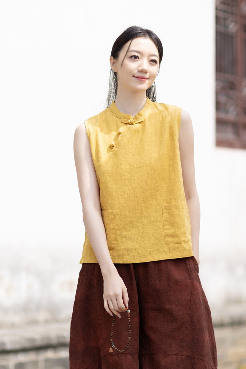 Tao One Tech™ • Business Qigong Tank Top • Sleeveless • Ramie Cotton