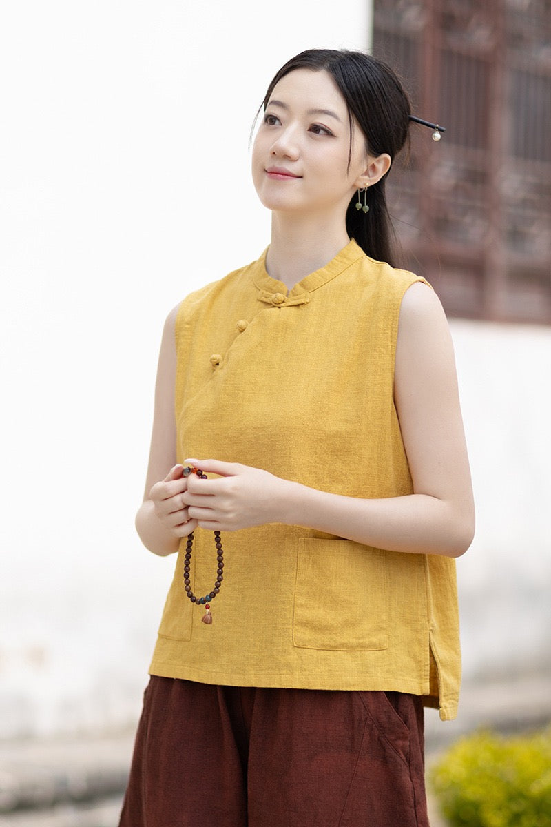 Tao One Tech™ • Business Qigong Tank Top • Sleeveless • Ramie Cotton