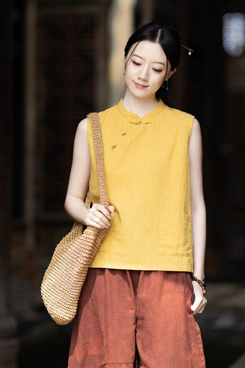 Tao One Tech™ • Business Qigong Tank Top • Sleeveless • Ramie Cotton