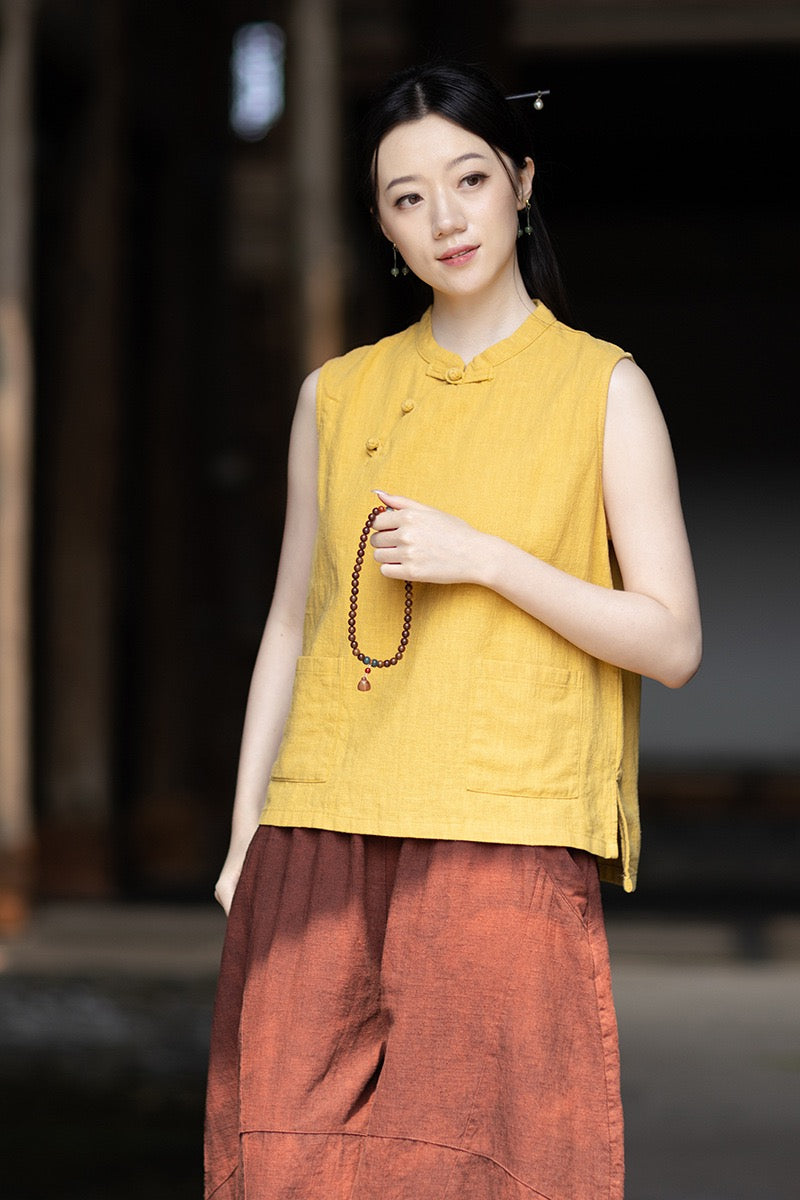 Tao One Tech™ • Business Qigong Tank Top • Sleeveless • Ramie Cotton