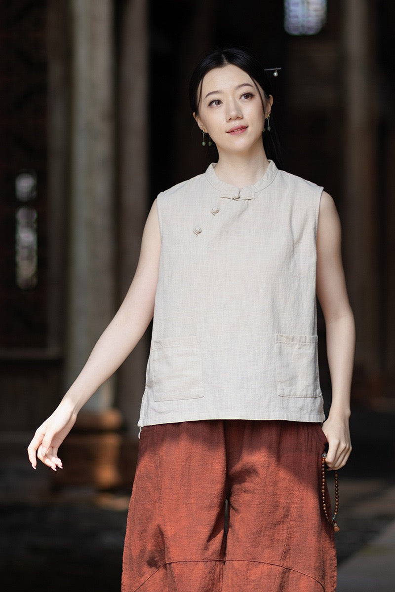 Tao One Tech™ • Business Qigong Tank Top • Sleeveless • Ramie Cotton