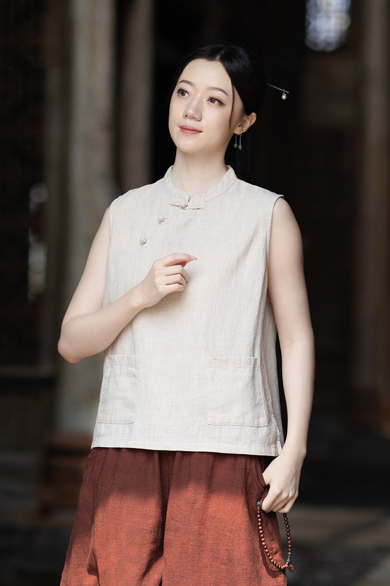 Tao One Tech™ • Business Qigong Tank Top • Sleeveless • Ramie Cotton