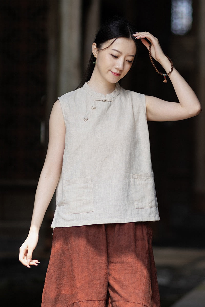Tao One Tech™ • Business Qigong Tank Top • Sleeveless • Ramie Cotton