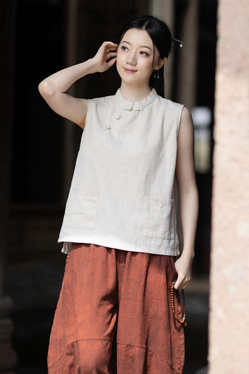 Tao One Tech™ • Business Qigong Tank Top • Sleeveless • Ramie Cotton