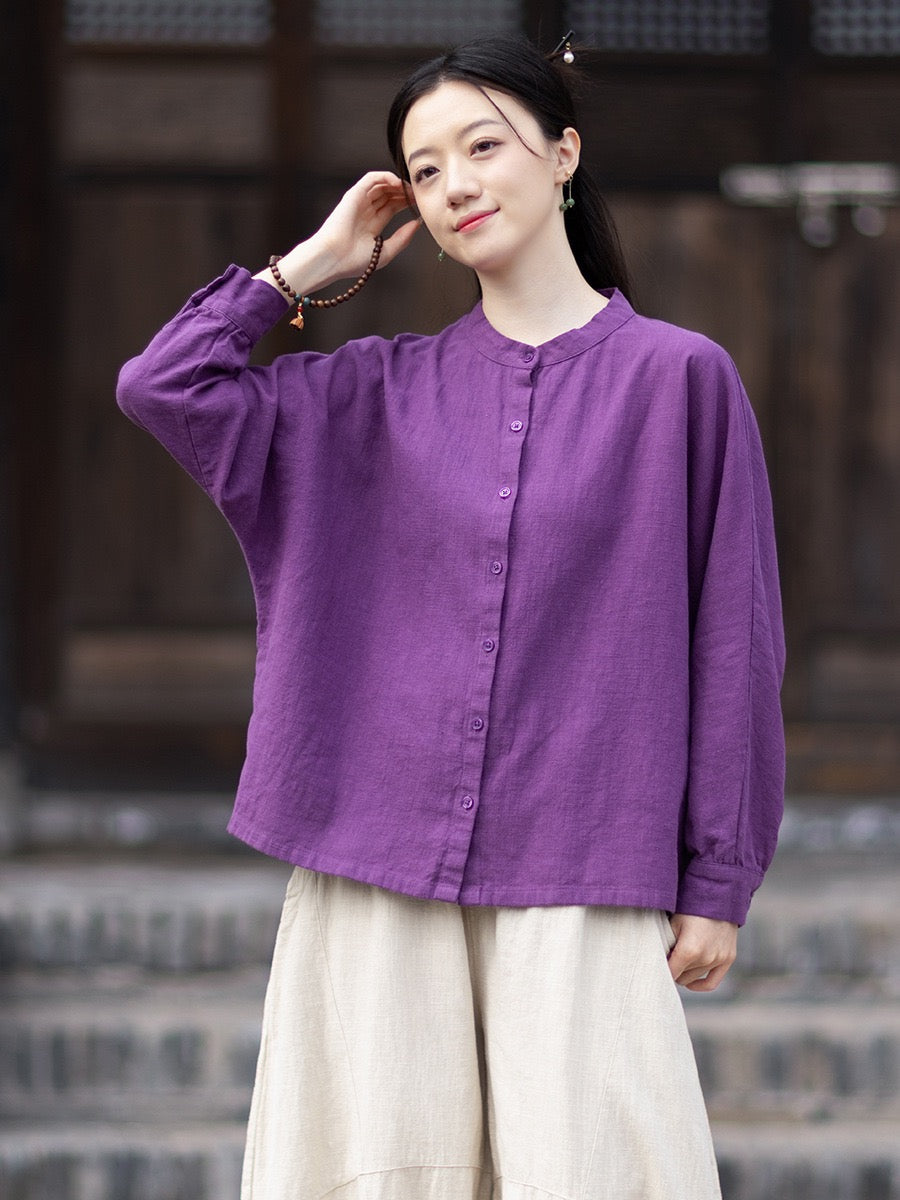 Tao One Tech™ • Business Qigong Cardigan Shirt Jacket • Minimal Style • Butterfly Bat Sleeves • Ramie Cotton