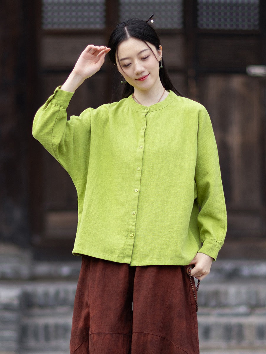 Tao One Tech™ • Business Qigong Cardigan Shirt Jacket • Minimal Style • Butterfly Bat Sleeves • Ramie Cotton