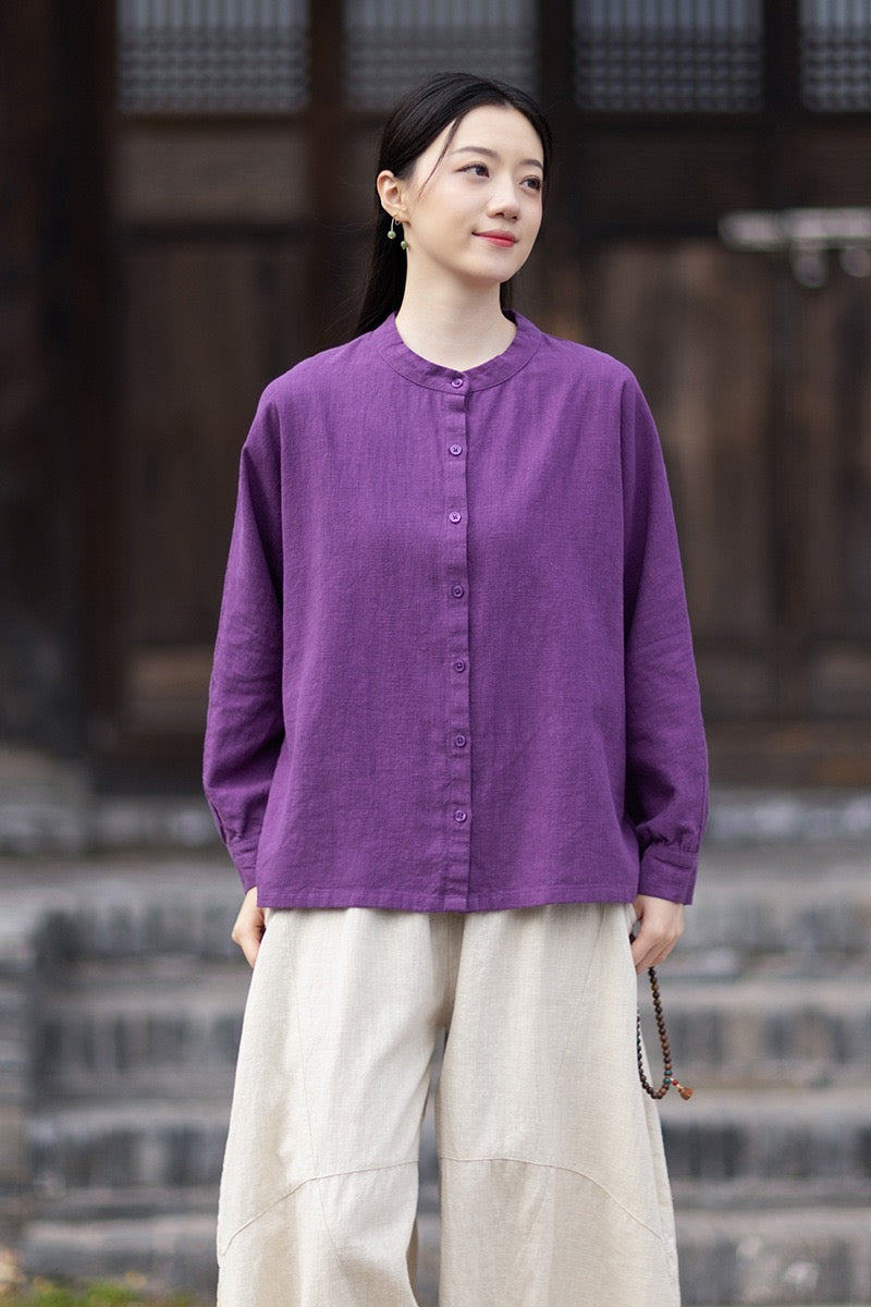 Tao One Tech™ • Business Qigong Cardigan Shirt Jacket • Minimal Style • Butterfly Bat Sleeves • Ramie Cotton