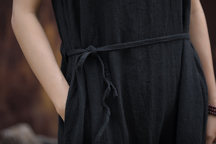 The Dao 道 of Zen Art Tie Dress • Tech Pockets • Sleeveless, Breathable, Flowy Qi