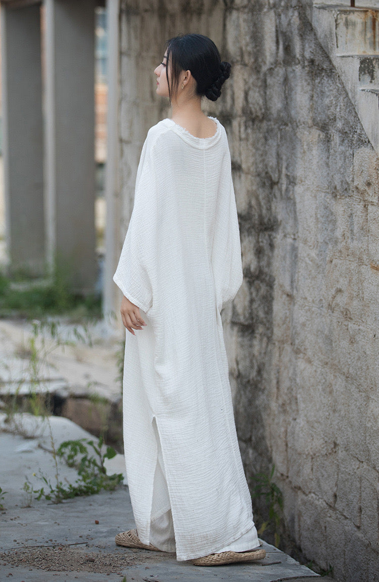 The Dao 道 of Zen Self-Cultivation Dance Robe Dress • Butterfly Wings • Sand-Wash Cotton • Flowy Qi