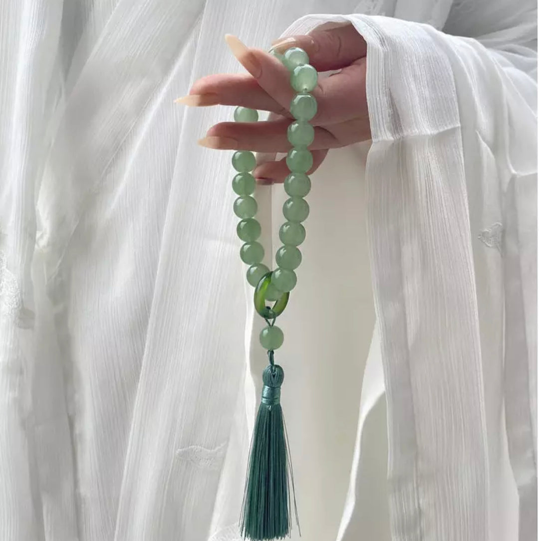 The Dao 道 of Zen Jade Mala Tassel Bracelet • Meditation, Energy Flow, Soothing • Includes Premium Gift Box
