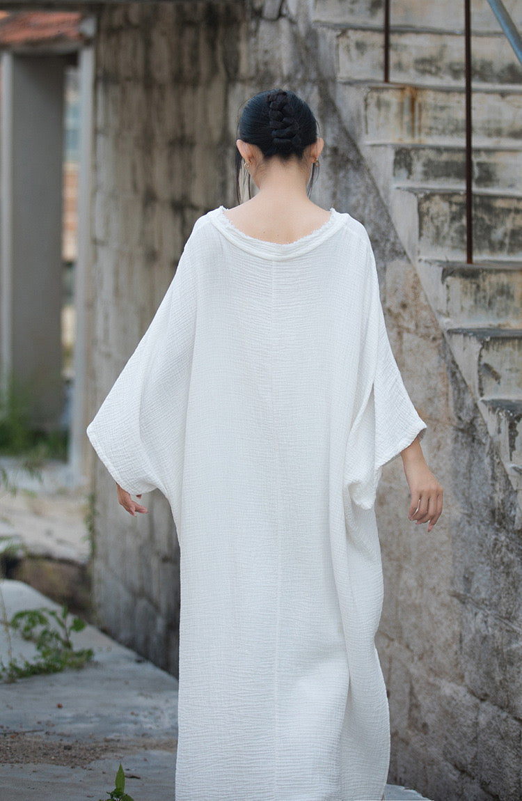 The Dao 道 of Zen Self-Cultivation Dance Robe Dress • Butterfly Wings • Sand-Wash Cotton • Flowy Qi
