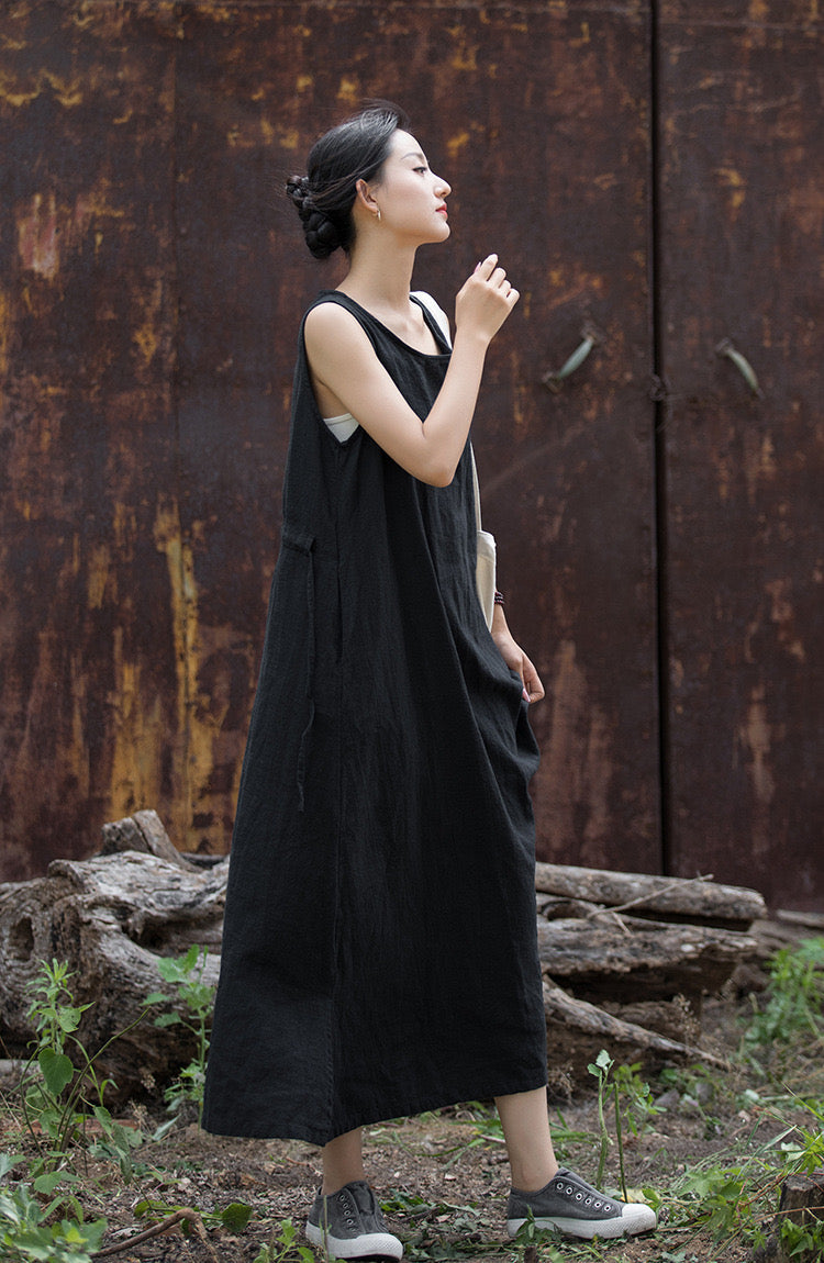 The Dao 道 of Zen Art Tie Dress • Tech Pockets • Sleeveless, Breathable, Flowy Qi