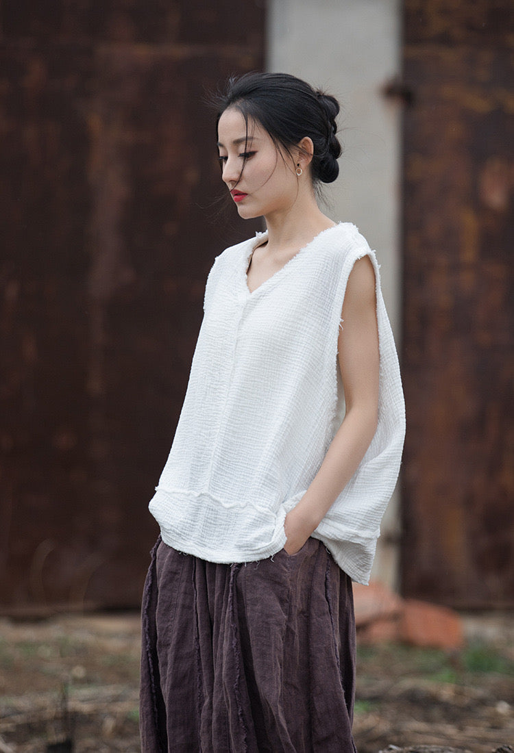 The Dao 道 of Zen Elegance Tank Top • Sand-Wash Texture • Premium Double-Layer Cotton • Breathable
