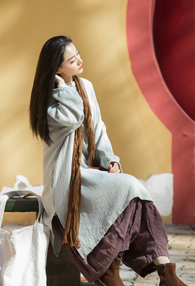 The Dao 道 of Zen Flow Robe Dress • Ao Dai Qigong Robe • Tech Pockets • Flowy Qi, Breathable, Durable