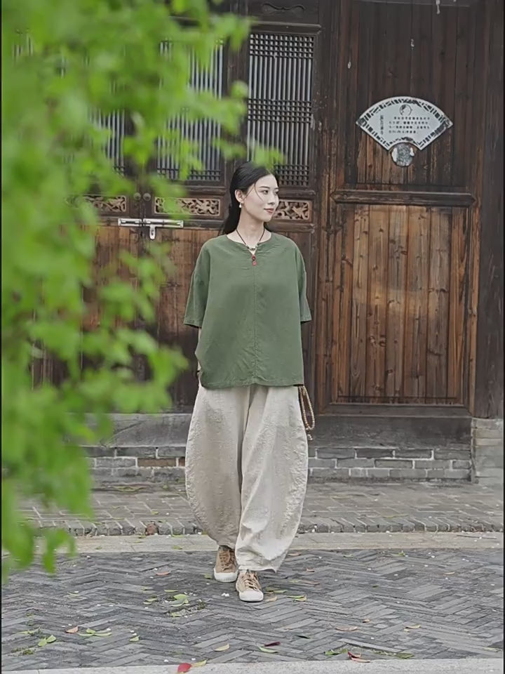 Tao One Tech™ • Zen Business Qigong T-Shirt • All Season Layer • Chinoiserie • Tencel Lyocell Linen