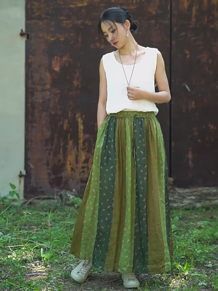Tao One Tech™ • Zen Qigong Artistic Tea Floral Skirt • Sunscreen Layer • All Season Layer • Chinoiserie • Premium Pure Ramie
