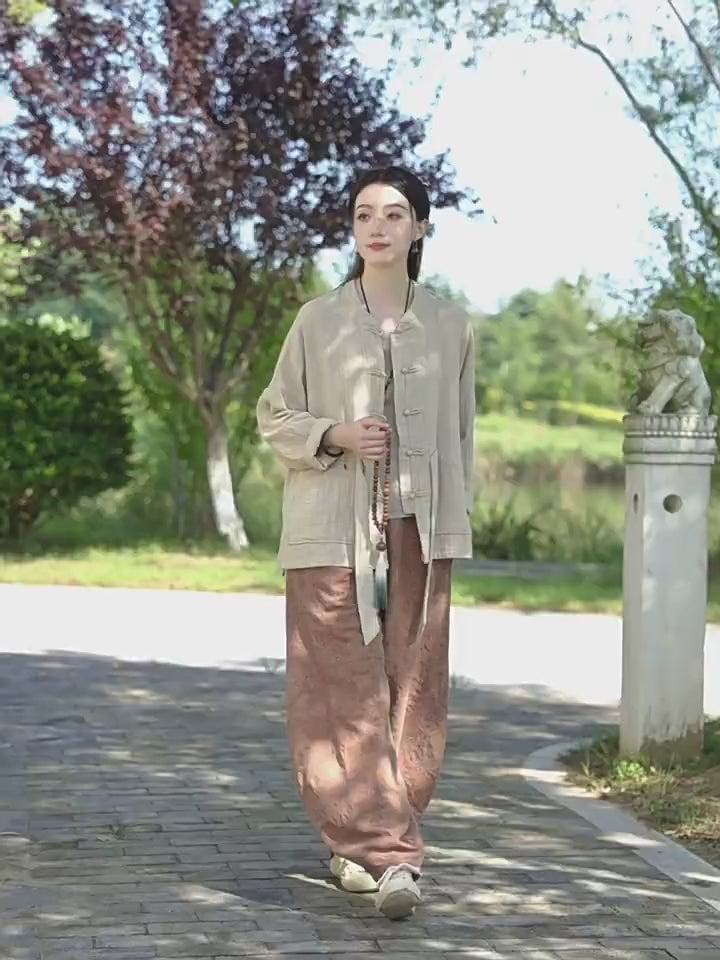 Tao One Tech™ • Zen Qigong Kimono Cardigan • Tai Chi • All Season Layering • Butterfly Bat Wing Sleeves • Tech Pockets • Bamboo Texture • Double-Layer Cotton
