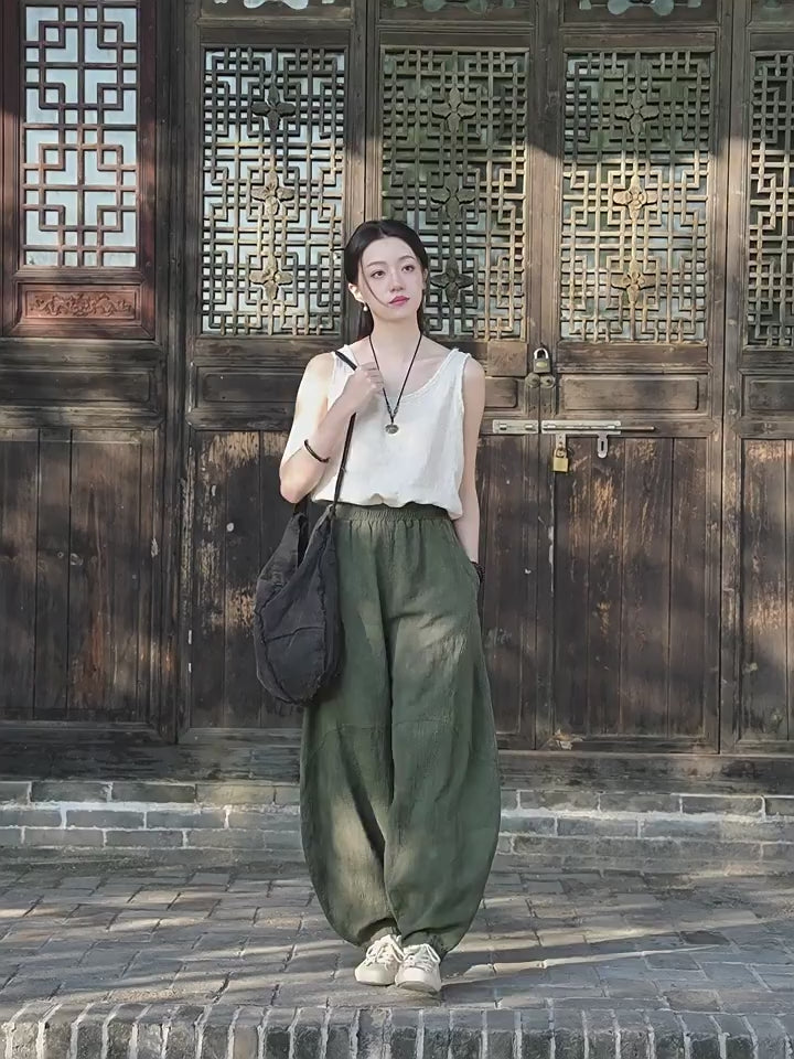 Tao One Tech™ • Watercolour Lantern Meditation Pants • Tech Pockets • Ramie Cotton • Gender Neutral
