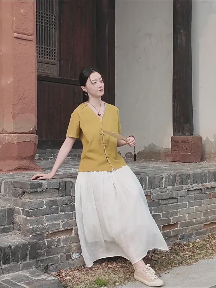 Tao One Tech™ • Floral Petal Cardigan Kimono • Business Qigong • Sleeveless • Chinoiserie • Ramie Cotton
