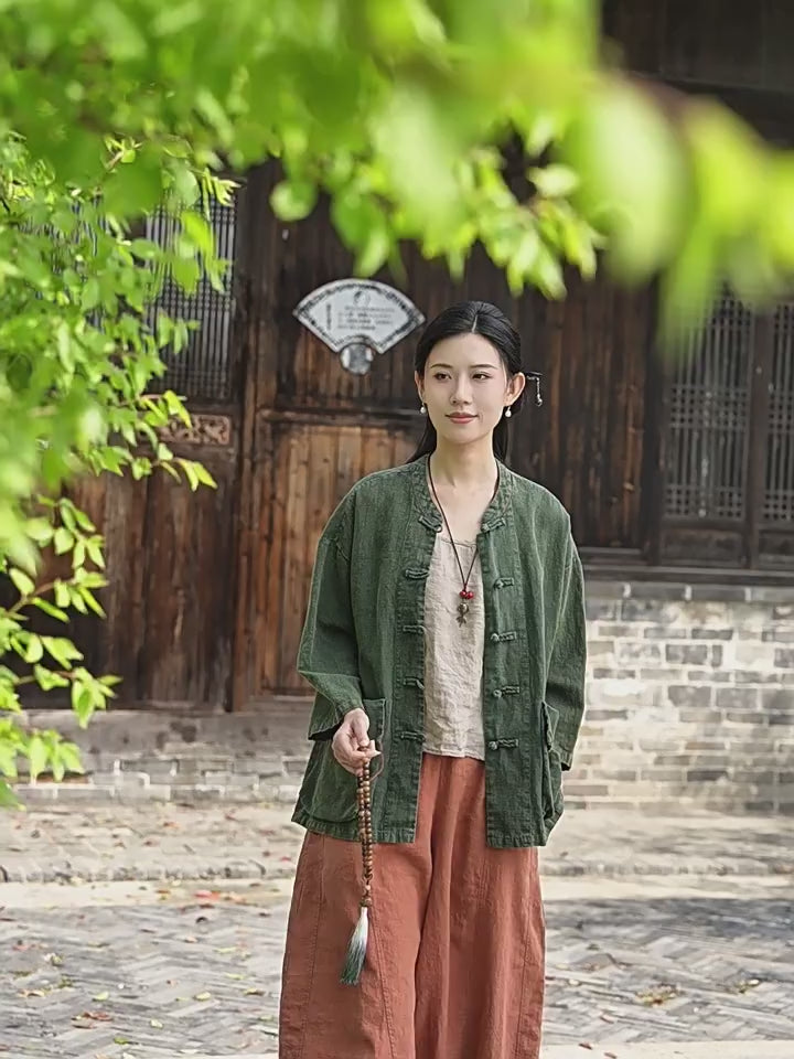 Tao One Tech™ • Zen Business Qigong Shirt Jacket • Tech Pockets • Sunscreen Layer • All Season Layer • Chinoiserie • Ramie Cotton