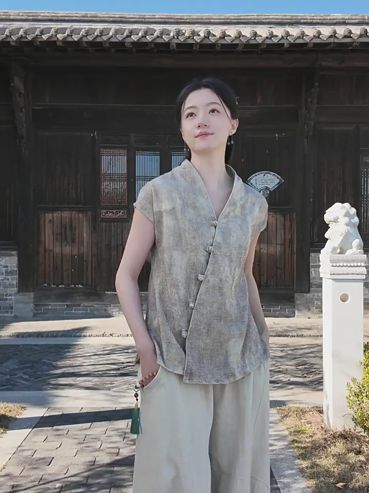 Tao One Tech™ • Qigong Kimono Cardigan • Hanfu • Short-Sleeves • Ramie Cotton