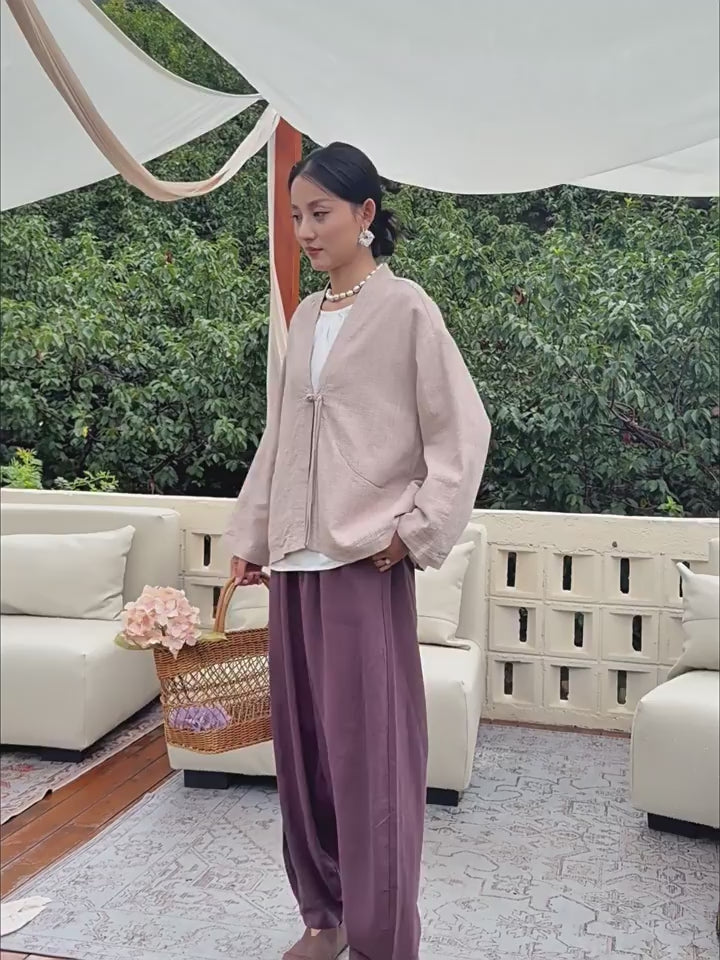 Tao One Tech™ • Zen Elegance Kimono Hanfu Jacket • Cardigan • Tech Pockets • Ramie Cotton • Cotton Lining