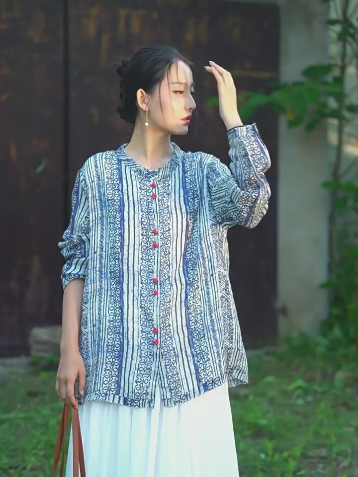 Tao One Tech™ • Zen Qigong Artistic Tea Cardigan Shirt • Sunscreen Layer • All Season Layer • Chinoiserie • Premium Pure Ramie
