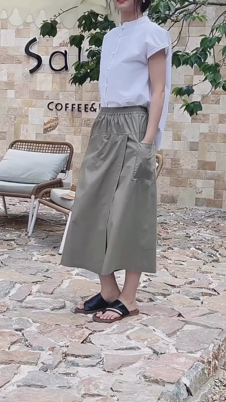 Tao One Tech™ • Business Qigong Flow Skirt Pants • Cropped Pants • High Waist • Culottes • Tech Pockets • Pure Combed Cotton • Silky Tencel Lyocell Texture • Sizes M-XXL