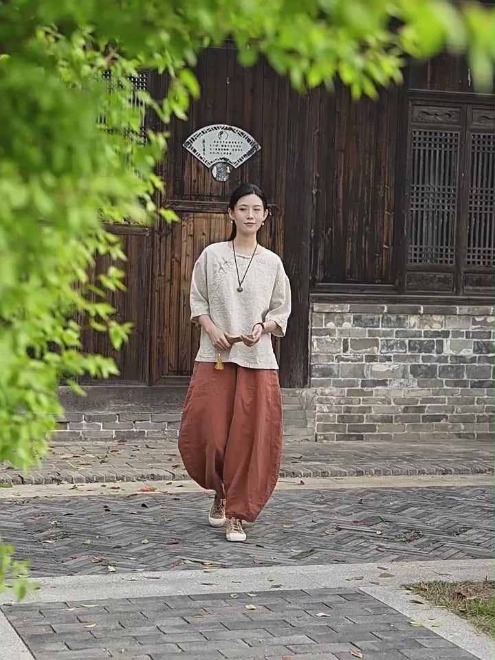 Tao One Tech™ • Zen Business Qigong Shirt • Quarter Sleeves • Chinoiserie • Ramie Cotton