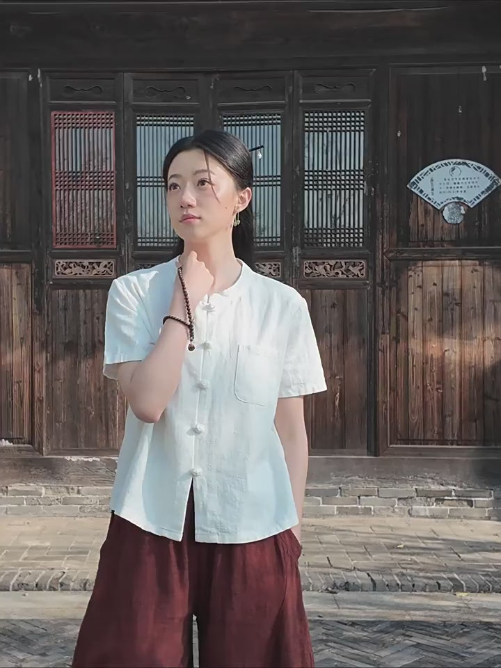 Tao One Tech™ • Business Qigong Cardigan Shirt • Short-Sleeves • Minimal Style • Ramie Cotton