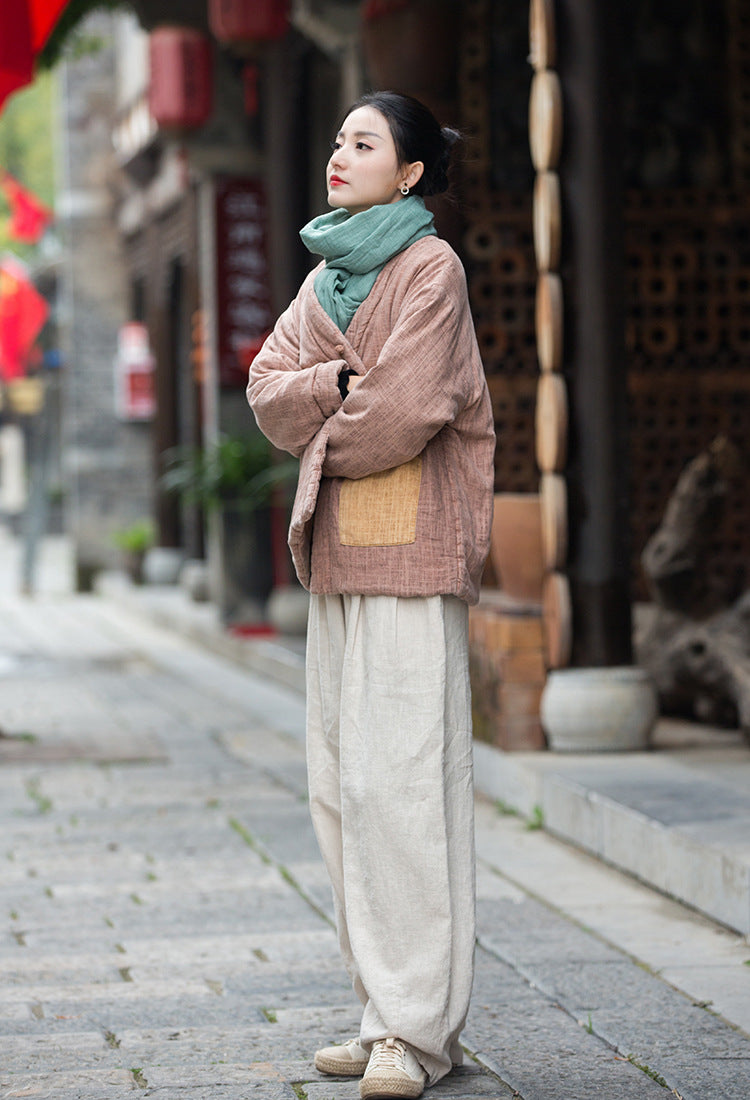 Le Đạo 道 de la veste matelassée Zen Kimono en technique de teinture Zen • À base de plantes • Intégration de matelassage à trois couches • Flux de Qi thermique • Inégalité entre les sexes