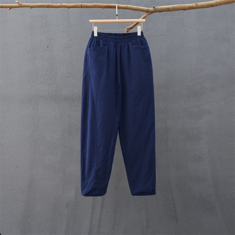 Pantaloni imbottiti per movimento all'aperto • Tasche verticali • A base vegetale • Tripli strati • Integrazione trapuntatura in lino
