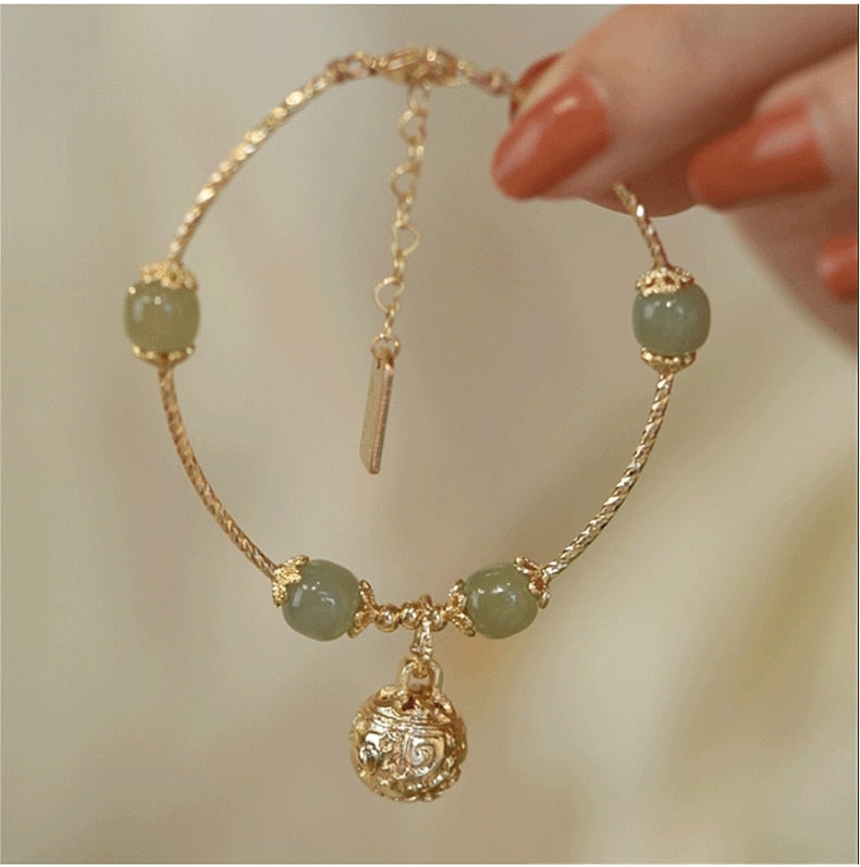 Jade Bell Bracelet • Copper 14k Gold Plate