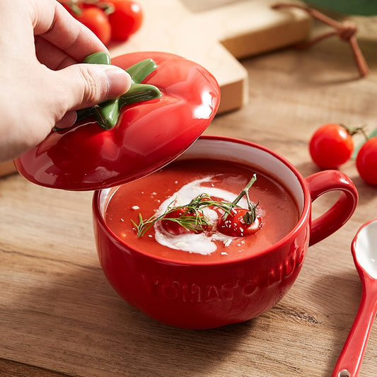 Handmade Tomato Cup & Spoon Set • Multi-Purpose for Breakfast, Soup, Matcha, Latte, Oatmeal, Tea, Coffee, Dessert