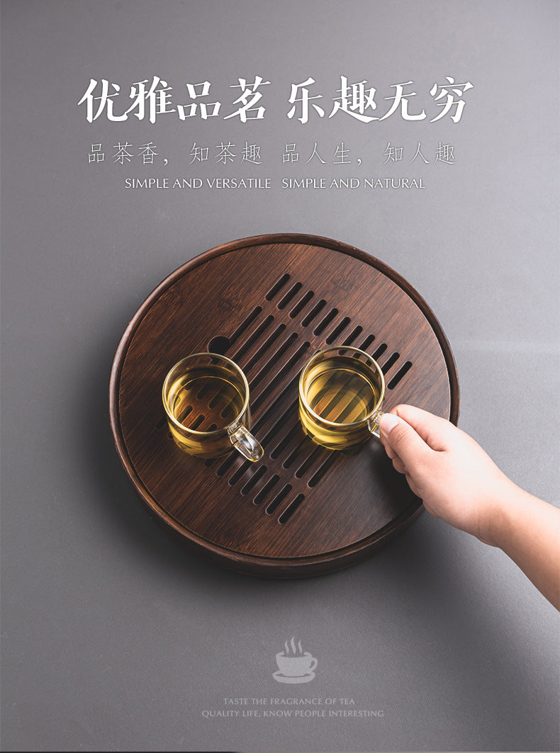 Vassoio da tè The Way of Bamboo • Realizzato a mano con accumulo e drenaggio dell'acqua