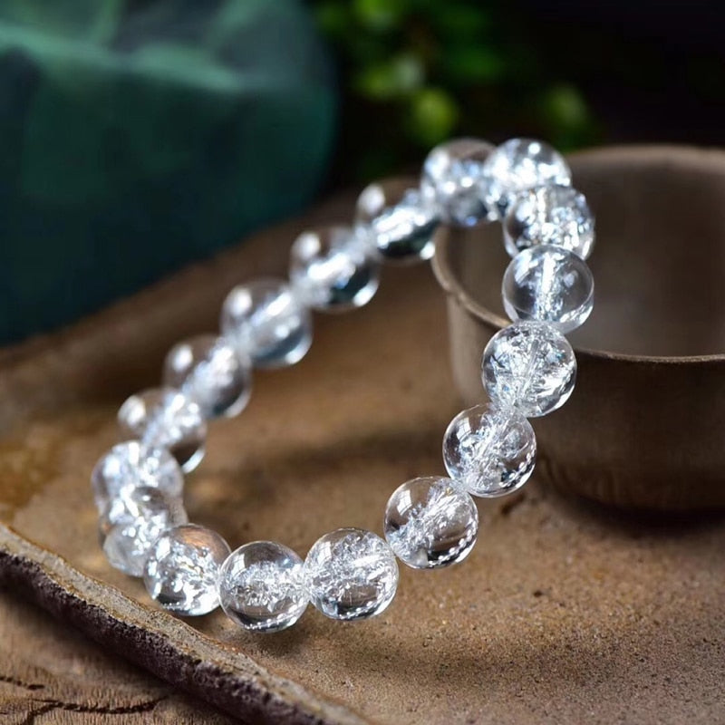 Bracelet Icy Clear Quartz • Avec arcs-en-ciel et intérieur, fait à la main Icy Wabi Sabi