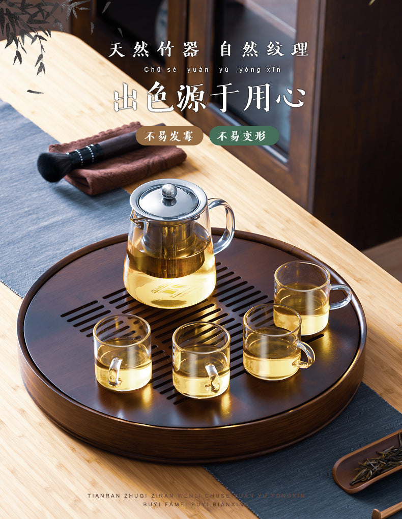 The Way of Bamboo Tea Tray • Fait à la main avec stockage et drainage de l'eau
